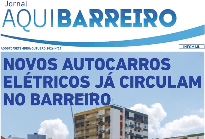 Parte da Capa do Jornal Municipal Aqui Barreiro edição agosto/setembro/outubro 2026