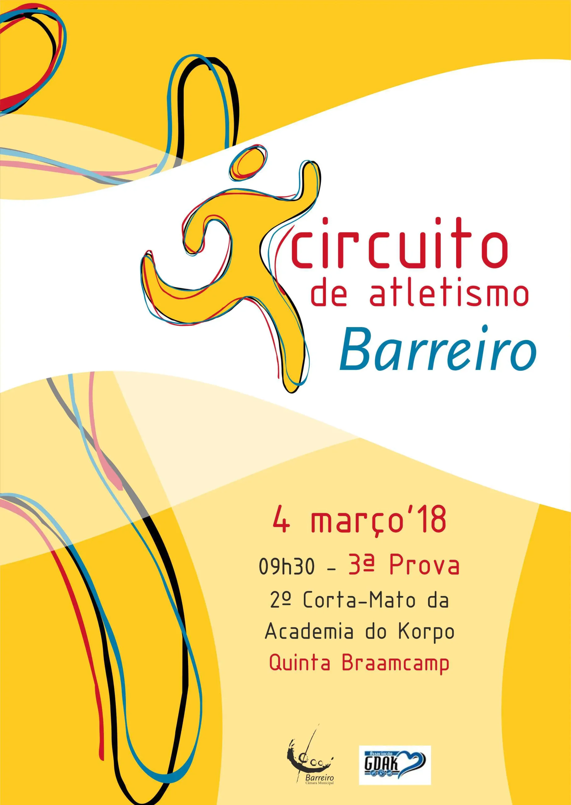 Cartaz do Circuito de Atletismo do Barreiro, Quinta do Braamcamp, Corta-Mato, 3ª Prova a 4/3/18