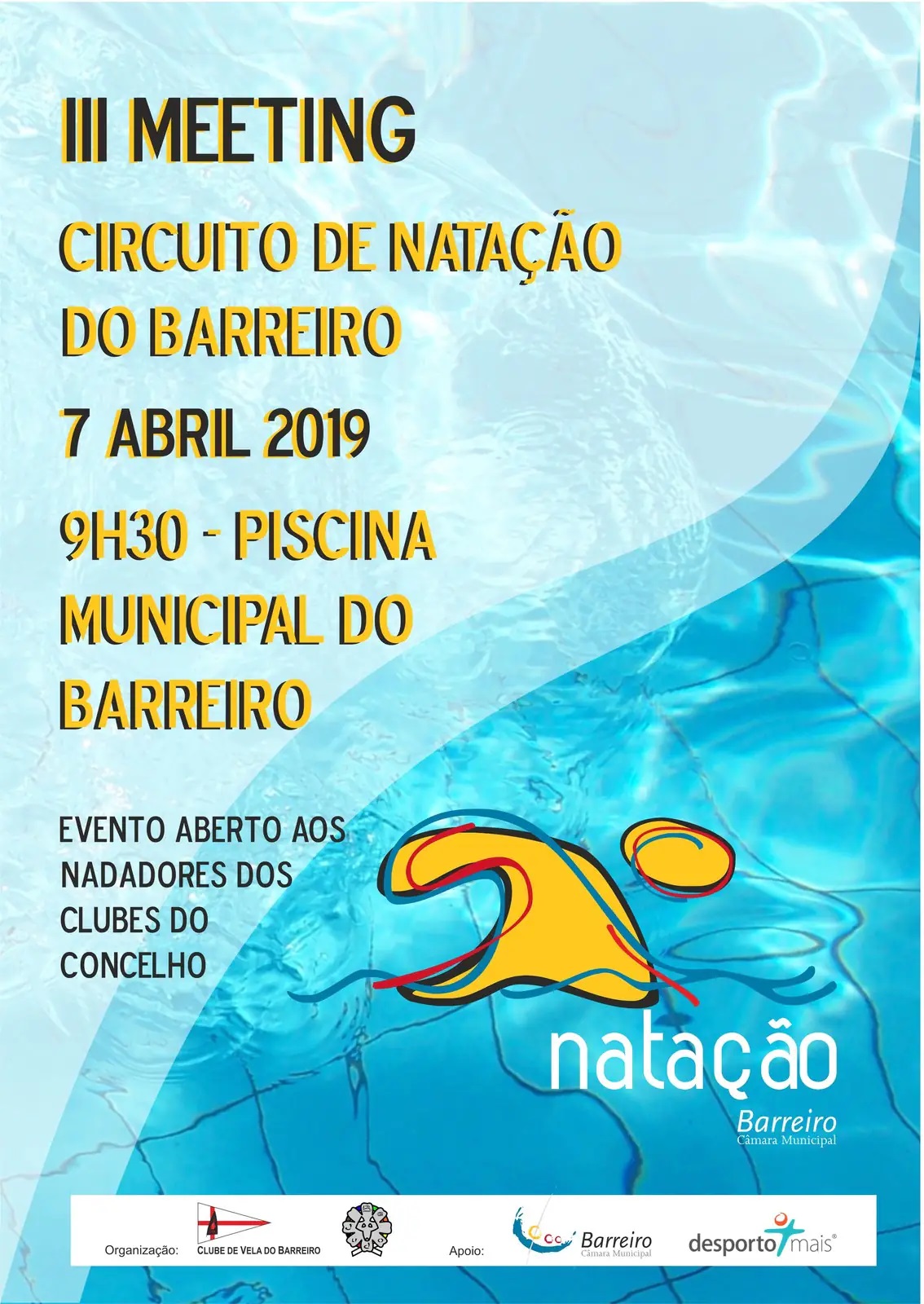 Cartaz Circuito de Natação do Barreiro 2018/19 | 3º Meeting | 7 abril | Piscina Municipal Barr...