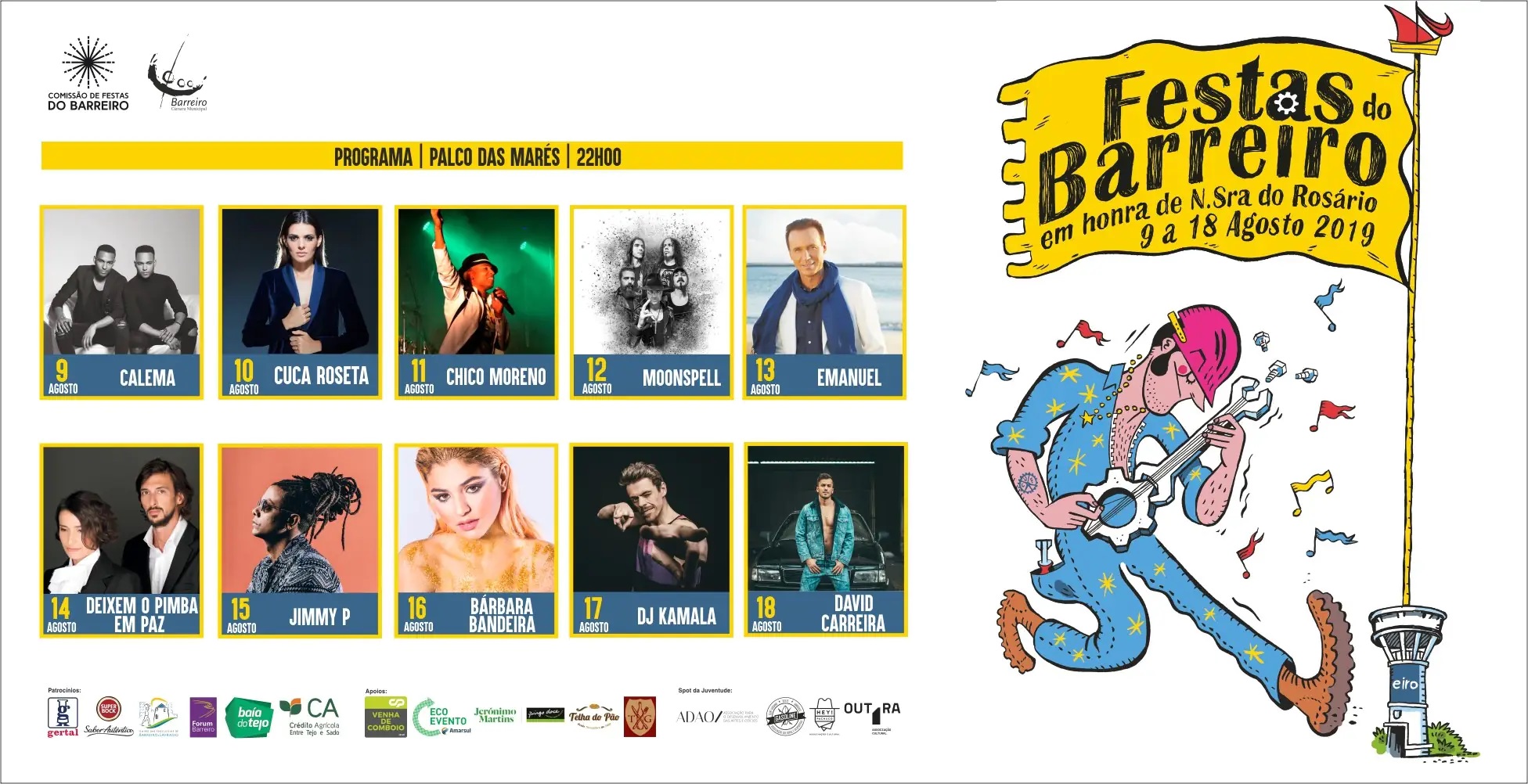 Imagem da Programação do Palco das Marés das Festas do Barreiro 2019