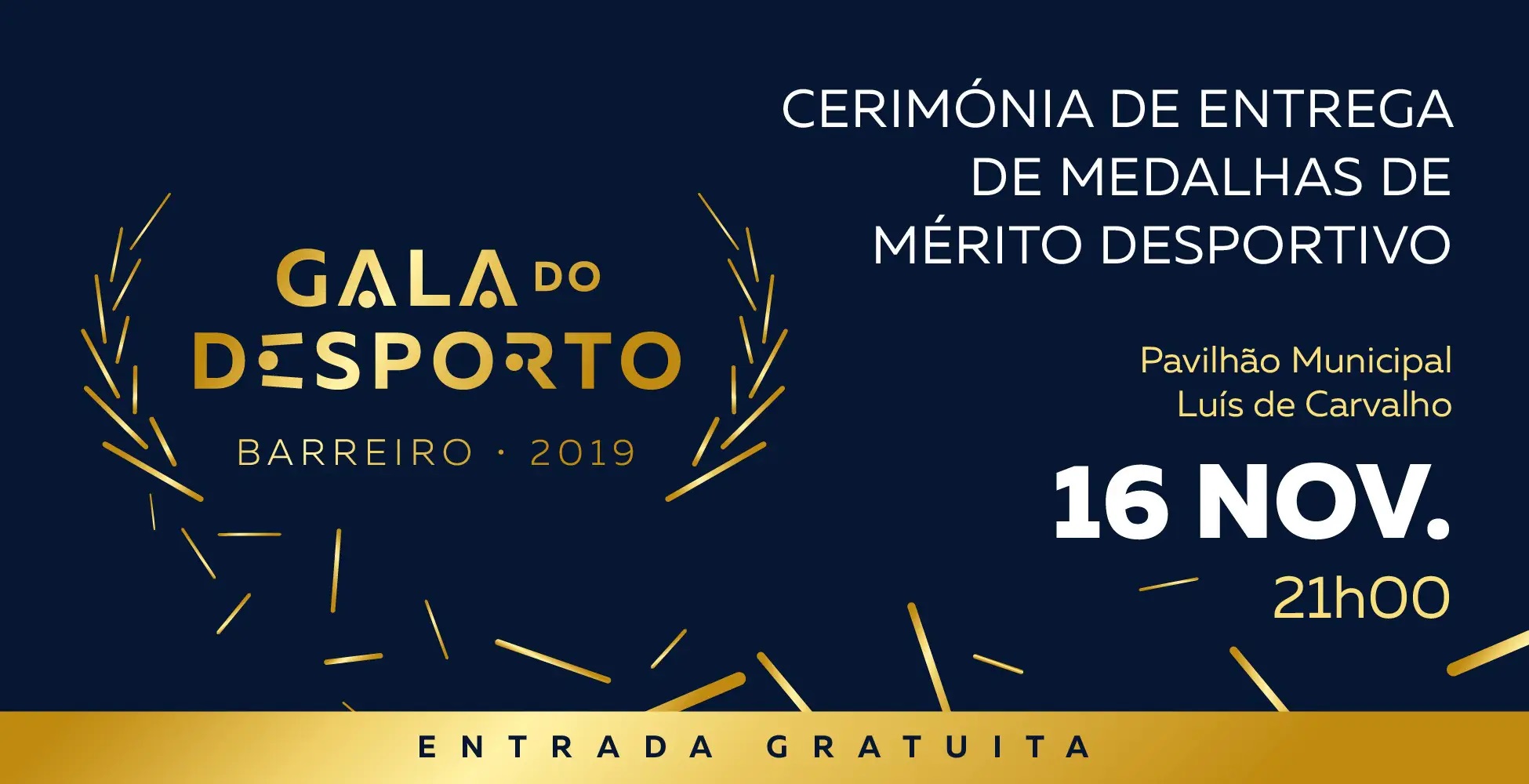 Imagem da Gala do Desporto 2019 no Barreiro, a 16 de novembro, Pavilhão Municipal Luís de Carvalho