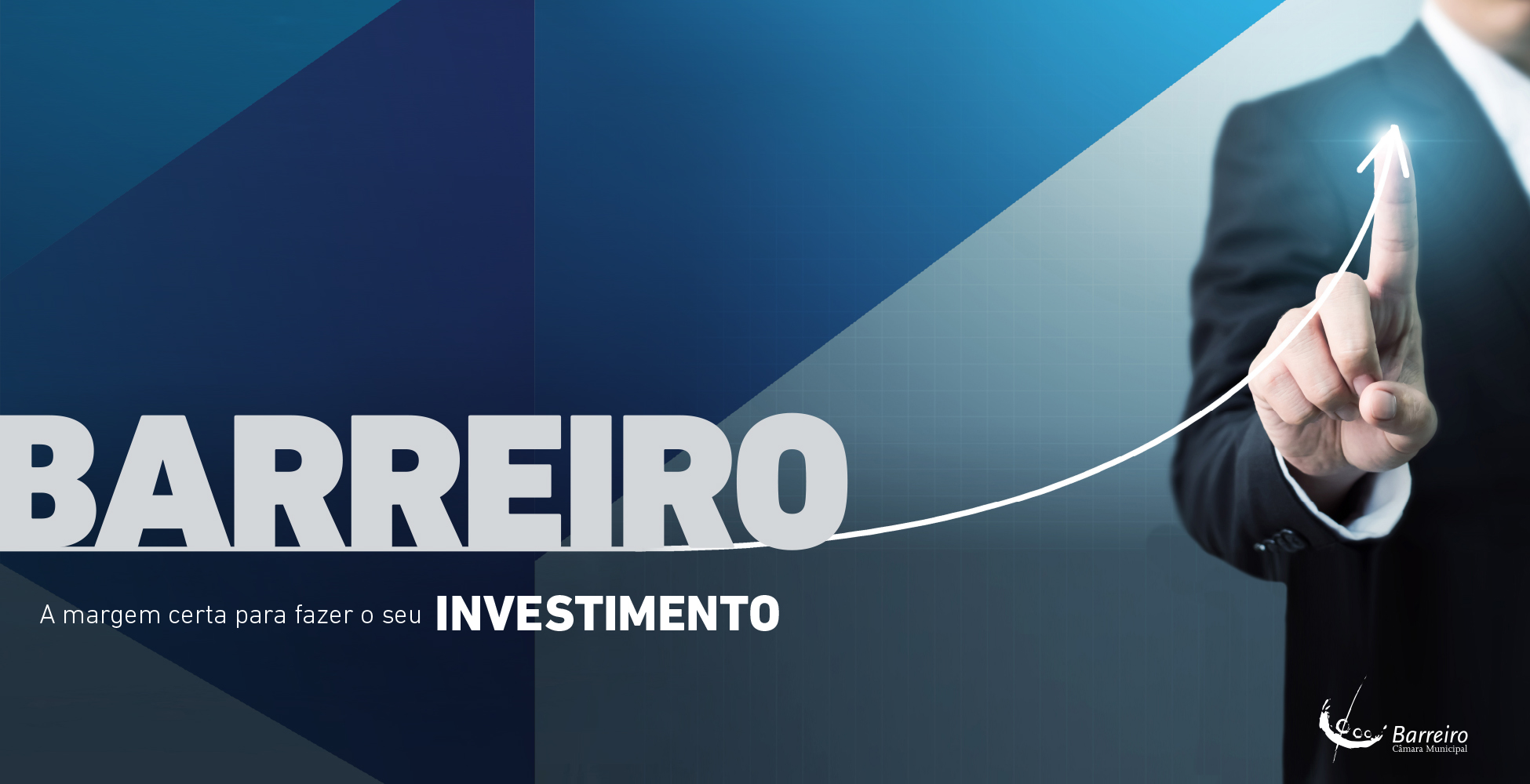 Imagem do Regulamento Municipal do Barreiro de Concessão de Incentivos ao Investimento. Inclui um fundo de tons azul, com a palavra 