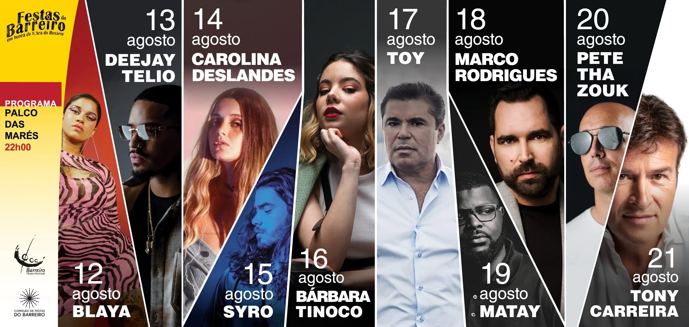 Cartaz da Programação do Palco das Marés das Festas do Barreiro 2022