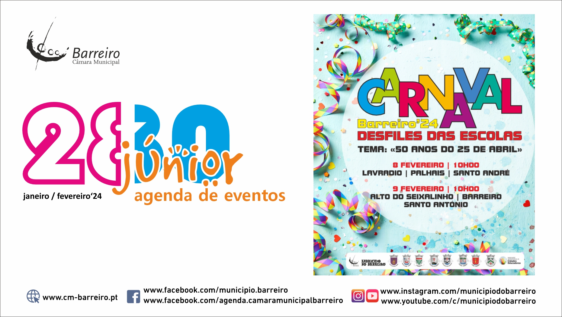Agenda de Eventos 2830 Júnior de janeiro e fevereiro de 2024