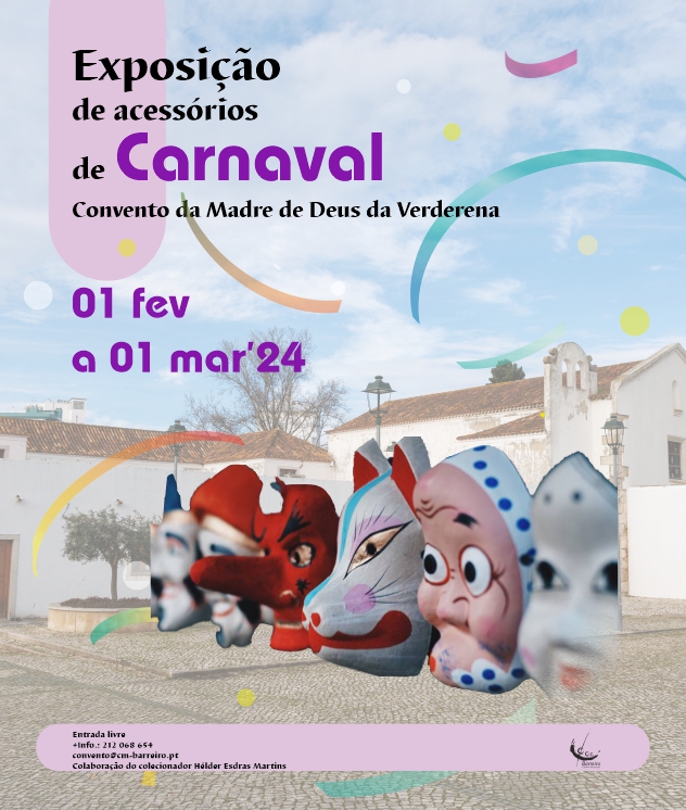 Cartaz da Exposição de acessórios de Carnaval de 2024 no Convento da Madre de Deus da Verderena