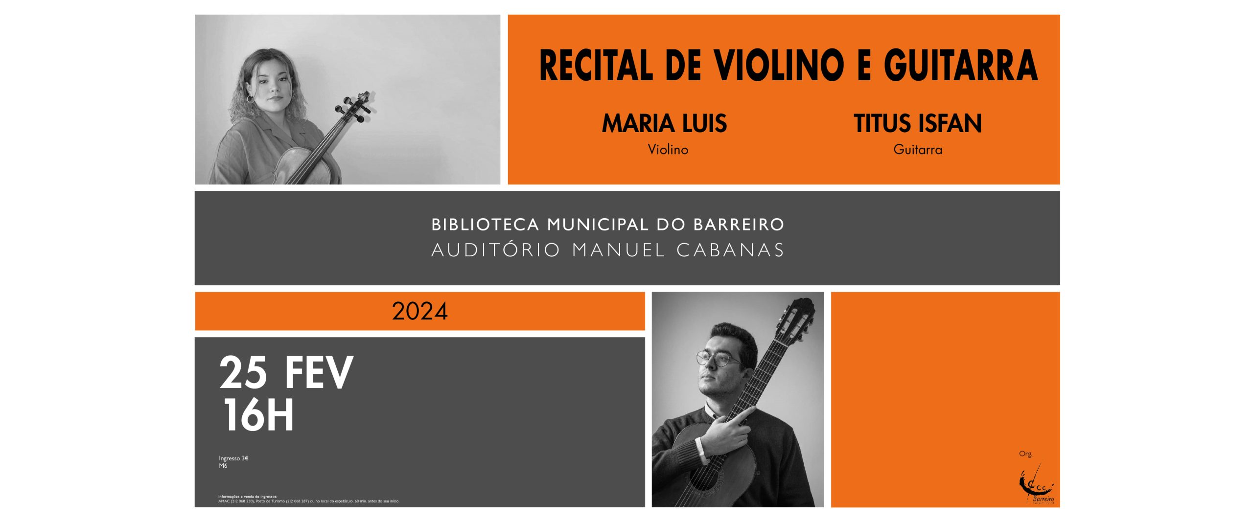 Recital de Violino e Guitarra com o duo Maria Luís (violino) e Titus Isfan (guitarra)