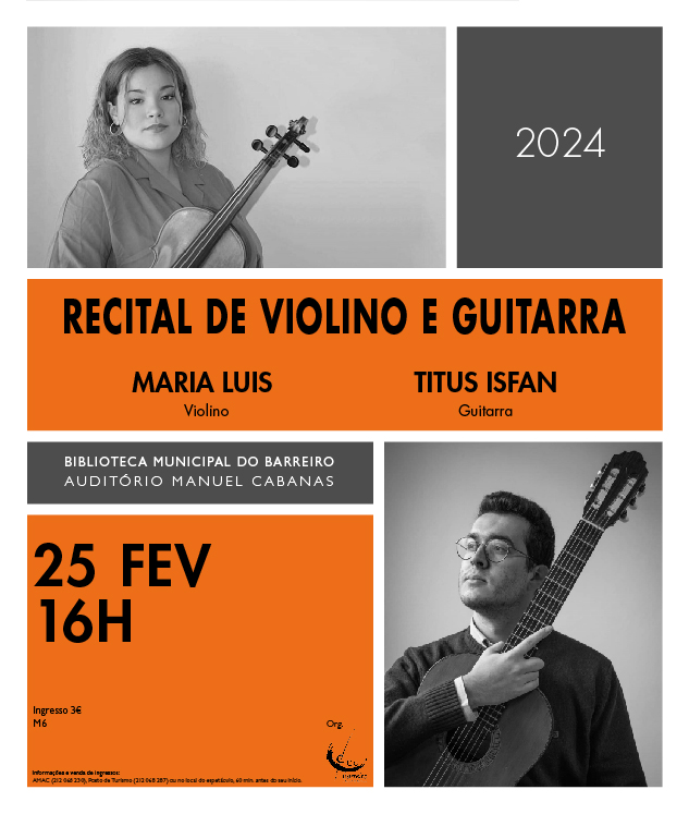 Recital de Violino e Guitarra com o duo Maria Luís (violino) e Titus Isfan (guitarra)
