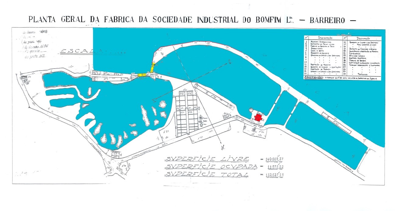 Planta com a localização da Central de energia da Bonfim marcada a vermelho, no Barreiro