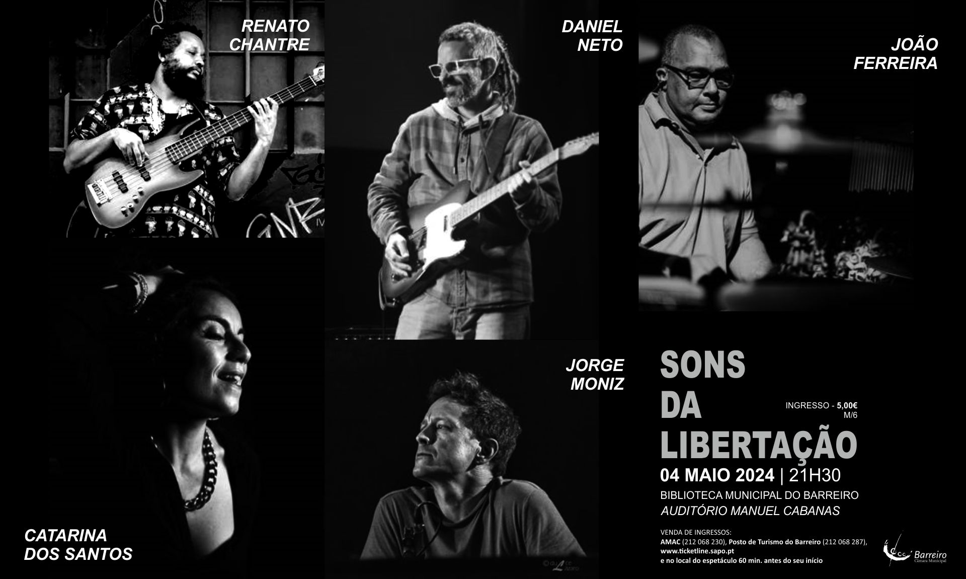 Concerto Sons da Libertação | 04 maio de 2024 | 21h30 | Biblioteca Municipal do Barreiro