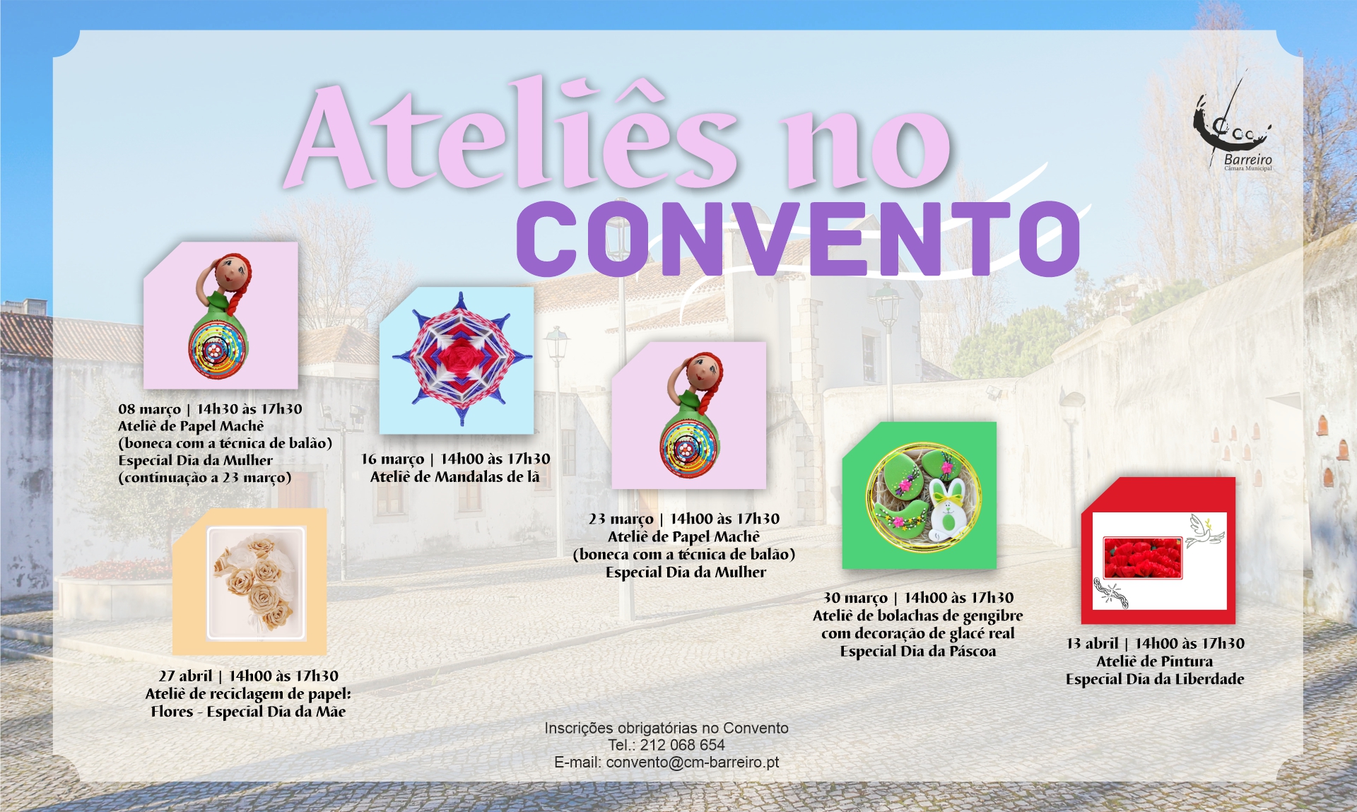 Ateliês no Convento em março e abril - Inscrições abertas