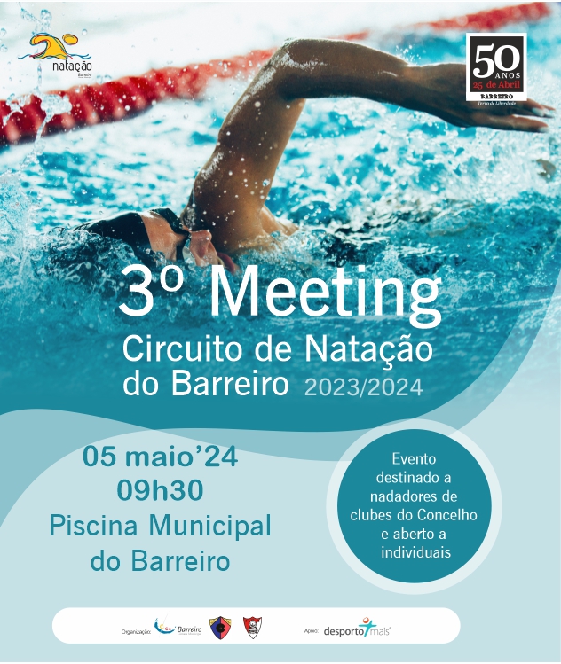 Circuito de Natação do Barreiro 2023/2024 | 3º Meeting | 5 maio | Piscina Municipal do Barreiro