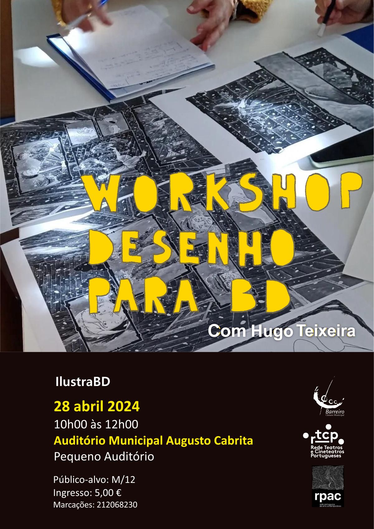 Workshop de desenho para BD com Hugo Teixeira no AMAC a 28 de abril de 2024