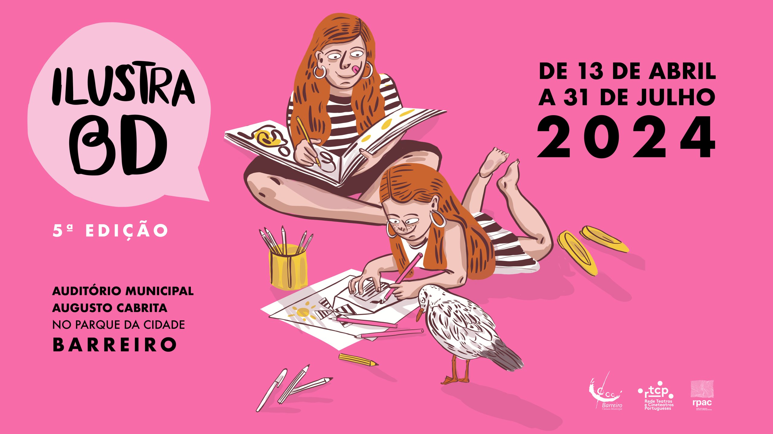 Cartaz da 5ª edição IlustraBD de 2024 no Auditório Municipal Augusto Cabrita, no Barreiro