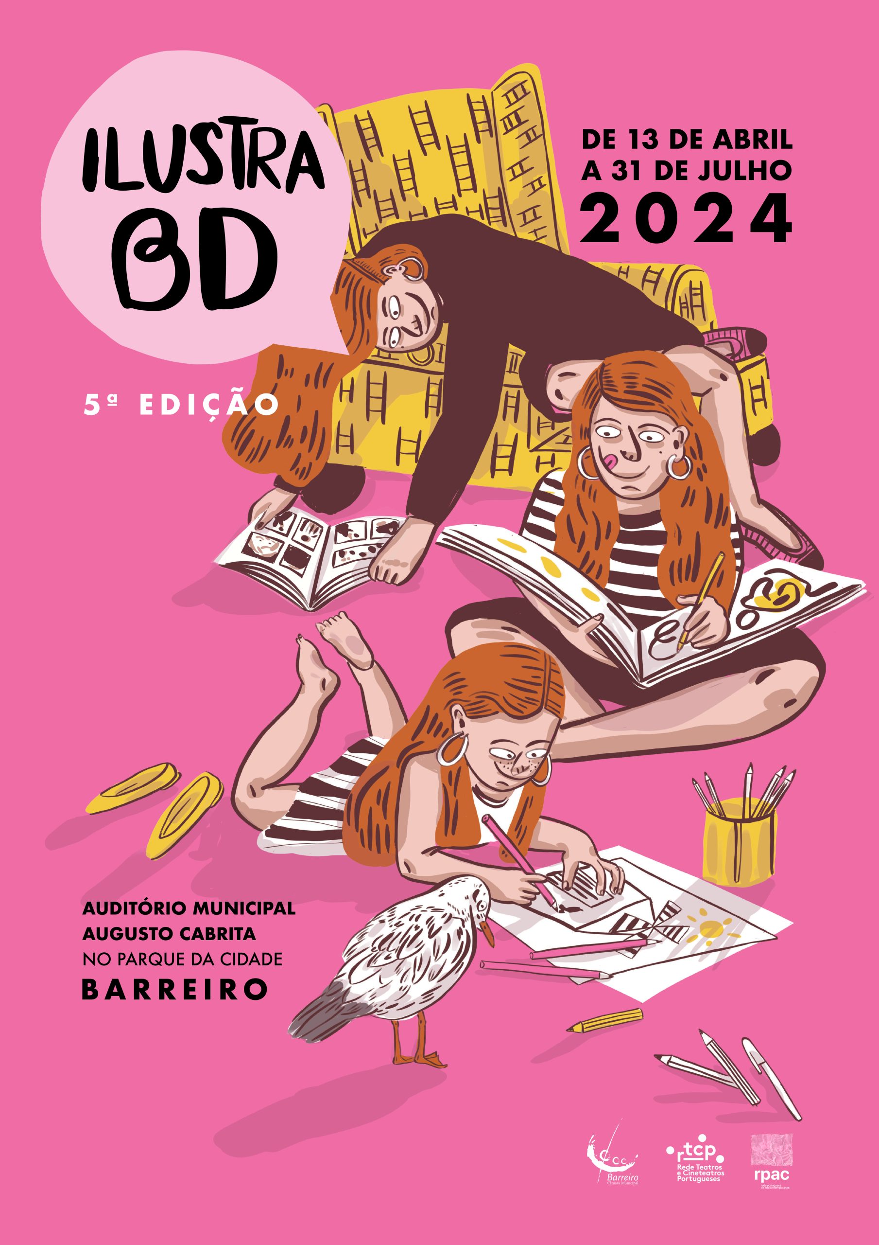 Cartaz da 5ª edição IlustraBD de 2024 no Auditório Municipal Augusto Cabrita, no Barreiro