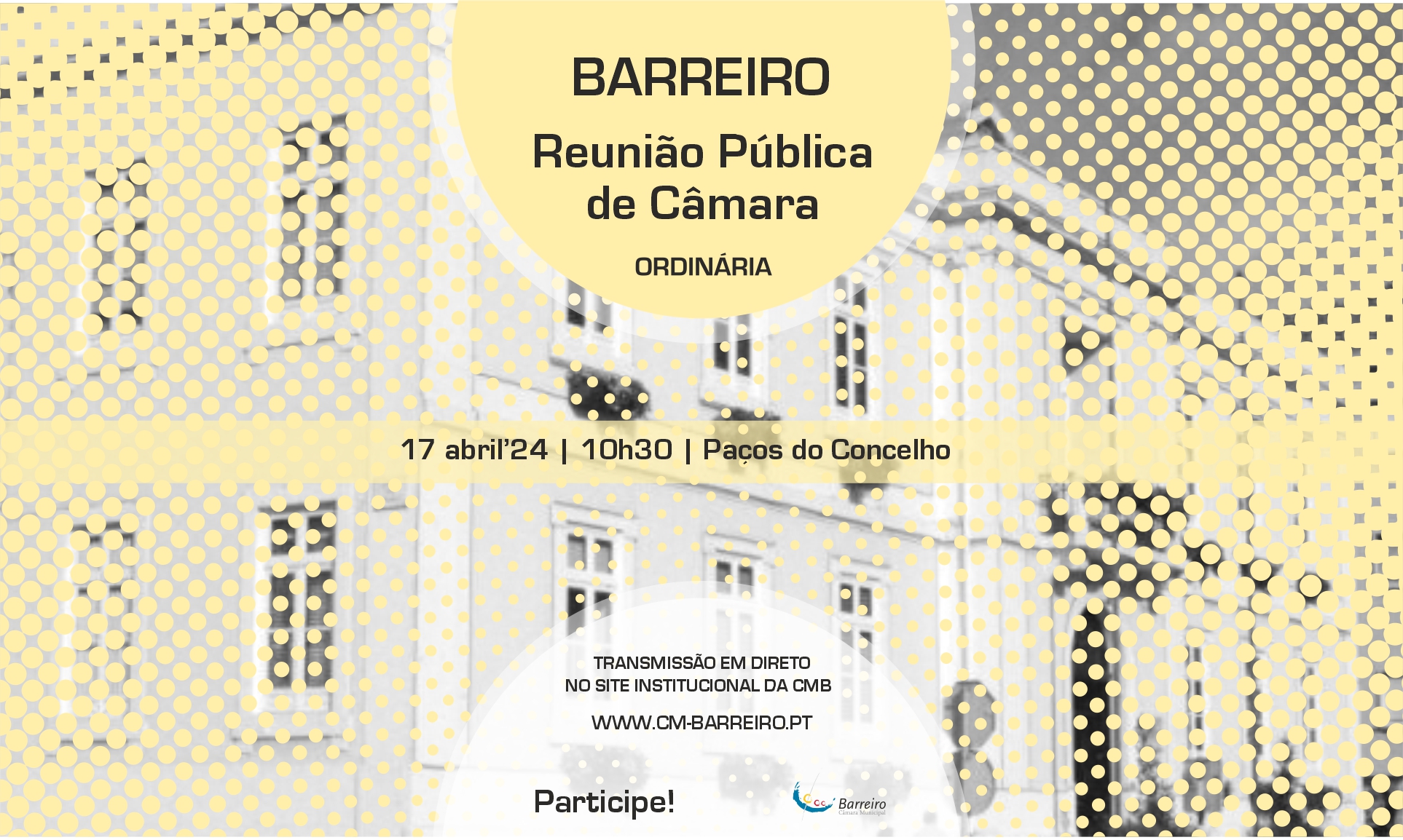 Cartaz da Reunião Pública de Câmara a 17 de abril de 2024