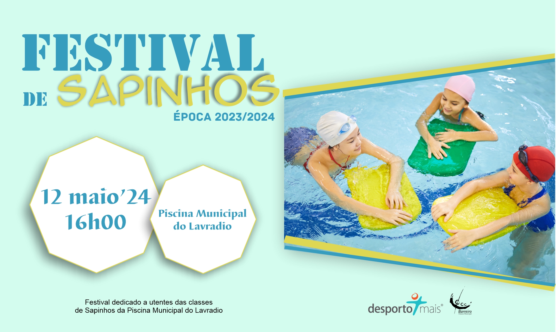 Festival de Sapinhos 2023/2024 | Natação | 12 maio | 16h00 | Piscina Municipal do Lavradio (Car...