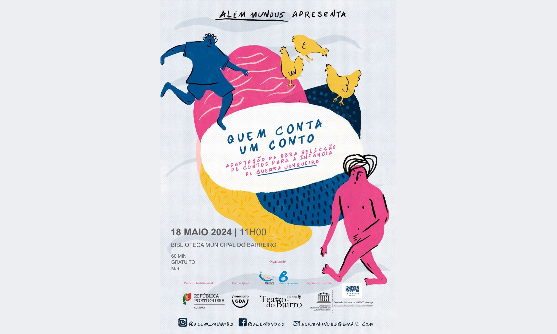 Quem conta um conto – Além Mundos Associação Cultural | 18 maio | Biblioteca Municipal do Ba...