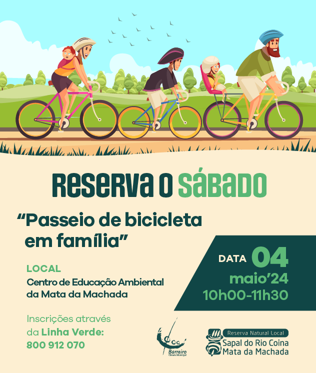 Reserva o Sábado | Passeio de bicicleta em família | 4 maio | CEA – Centro de Educação Ambiental
