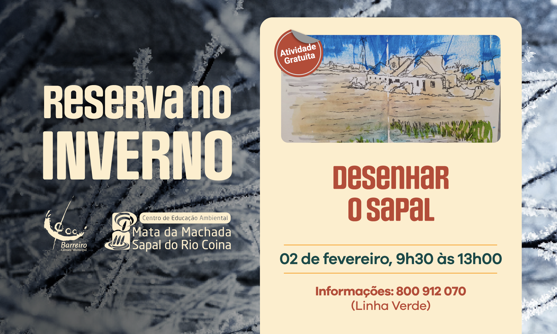 Desenhar o Sapal | Rio Coina | 2FEV2025, 9h30 | Ponto de encontro: estacionamento Mata da Machada