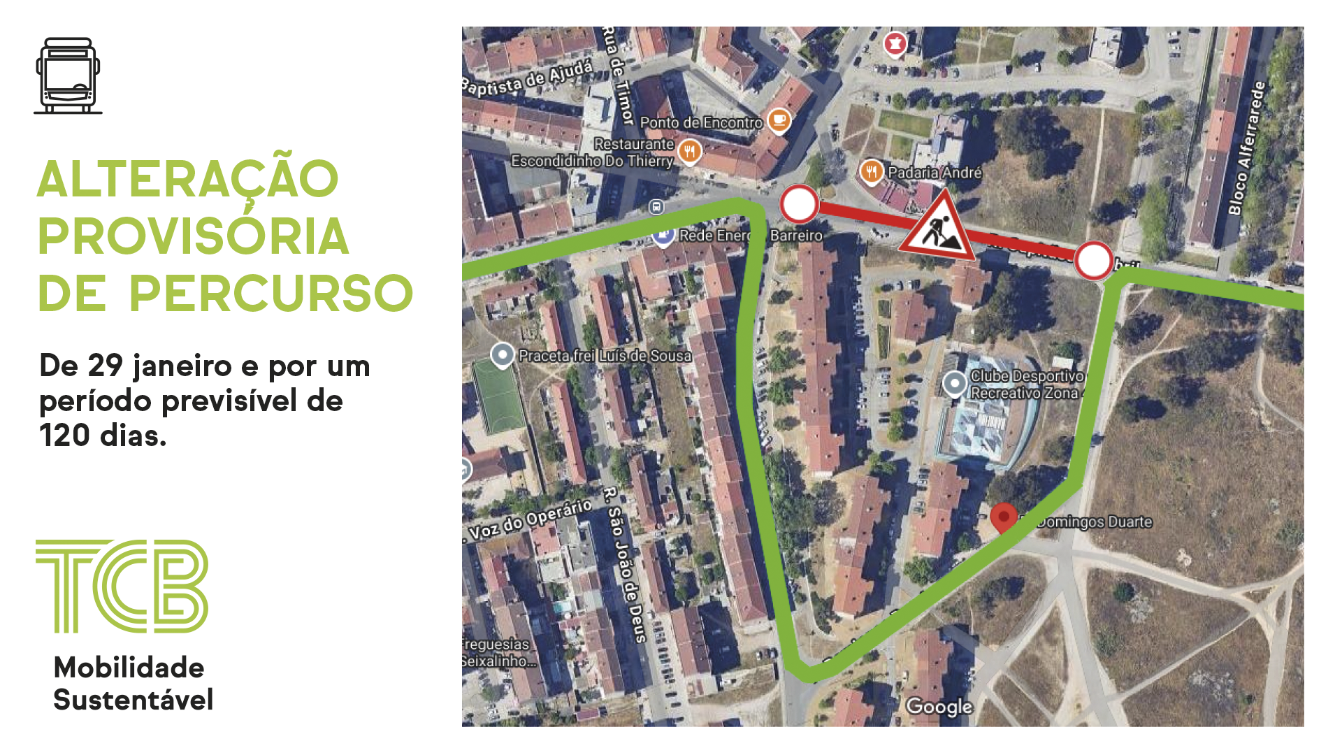 TCB alteração provisória de percurso