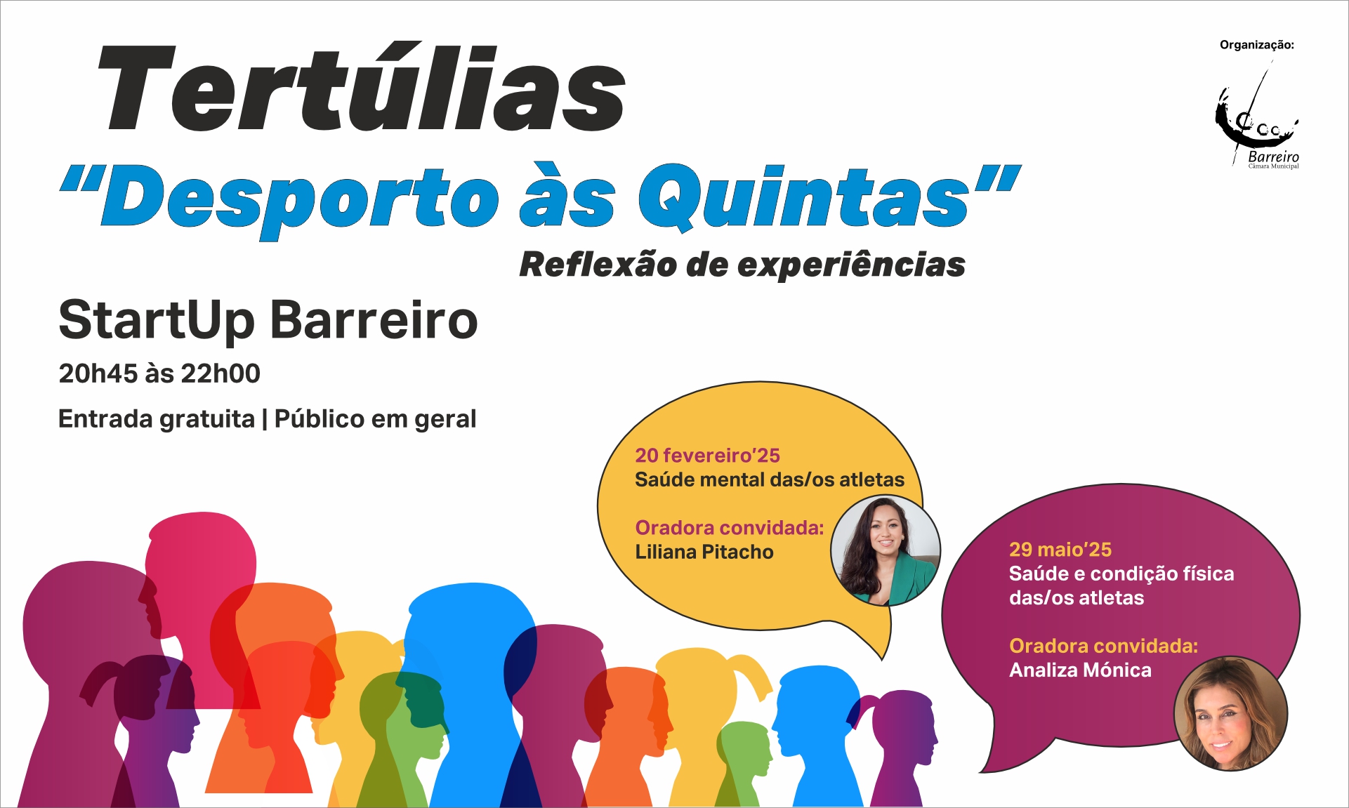 Cartaz do evento Tertúlias “Desporto às Quintas” | 20FEV e 29MAI | StartUp Barreiro