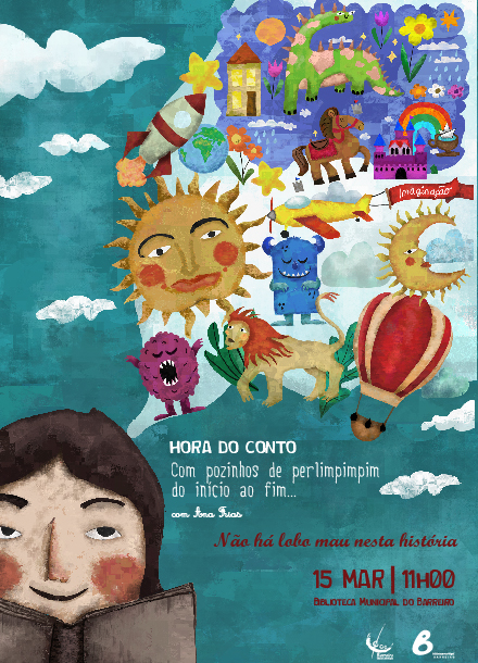 Cartaz da Hora do Conto “Não há lobo mau nesta história” com Ana Frias.