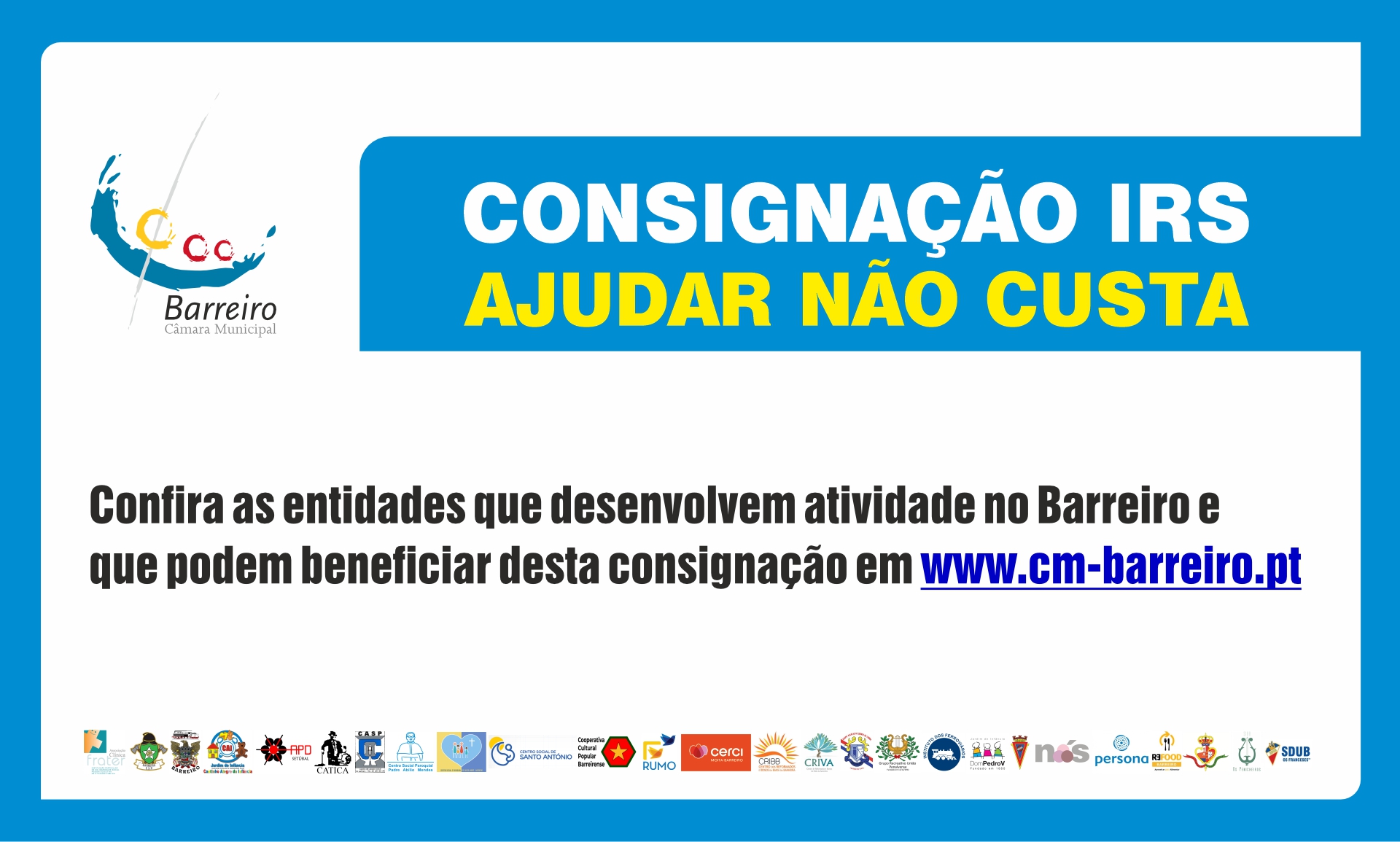 Consignação IRS 2024 | Entidades que desenvolvem atividade no Barreiro e podem beneficiar