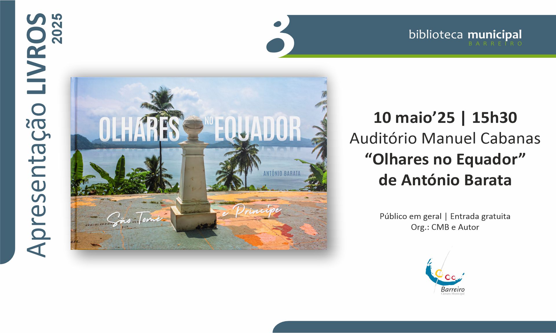 Imagem da apresentação do livro de António Barata, 10 maio 2025, Biblioteca Municipal do Barreiro