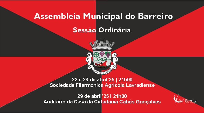 Sessão Ordinária da AMB a 22 e 23 de abril na SFAL e 29/04/25 na Casa da Cidadania, às 21h.