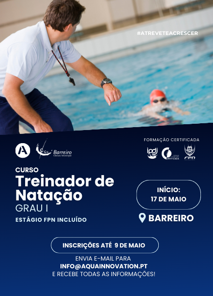 Curso de Treinadores de Natação Grau I | 17 de maio/junho 2025 | Piscina Municipal do Barreiro