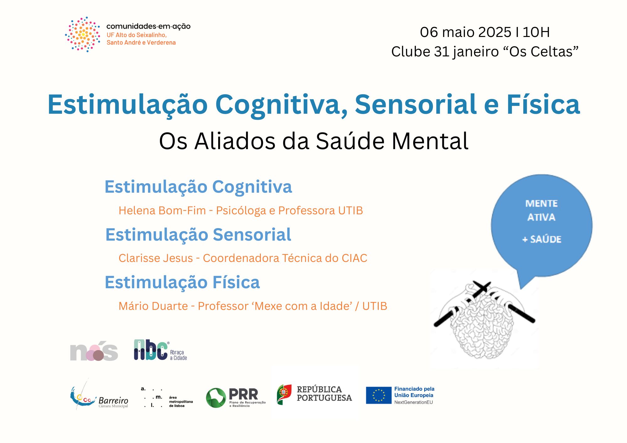 Cartaz de Workshop do CIAC | Estimulação cognitiva, sensorial e física