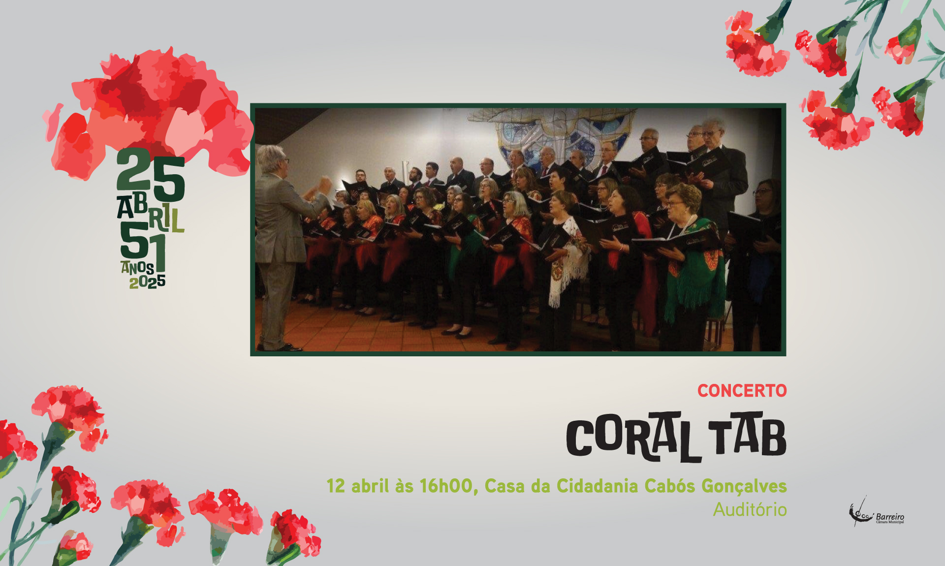 Imagem do espetáculo com o Coral TAB | 12 abril 2025 | 16h00 | Casa da Cidadania Cabós Gonçalves