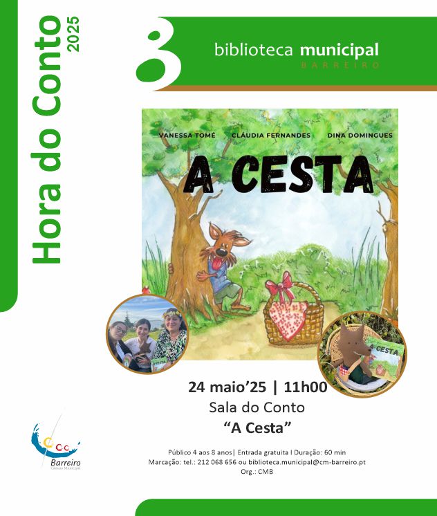 Hora do conto com as autoras e a ilustradora do livro “A Cesta”