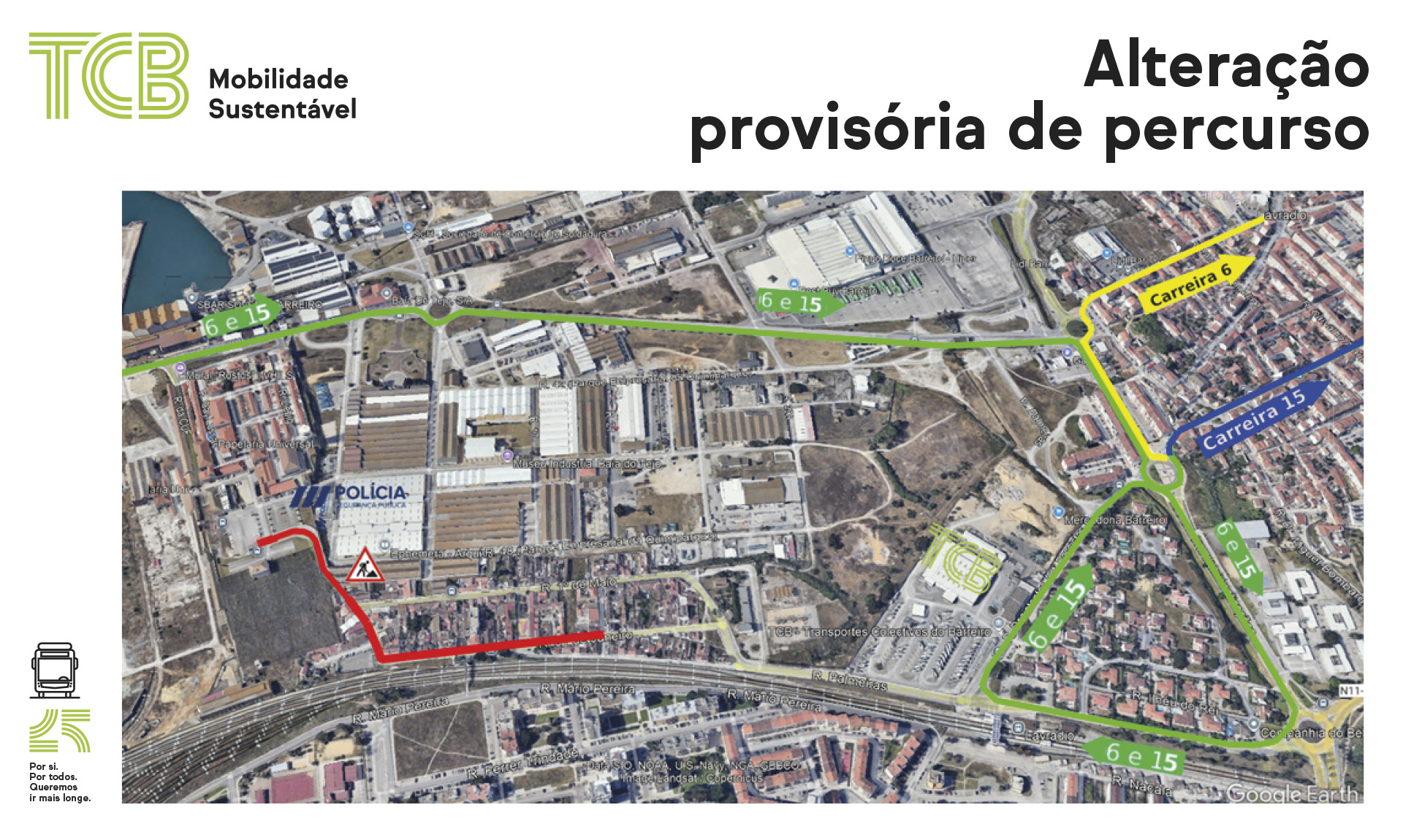 TCB alteração provisória de percurso Bairro das Palmeiras