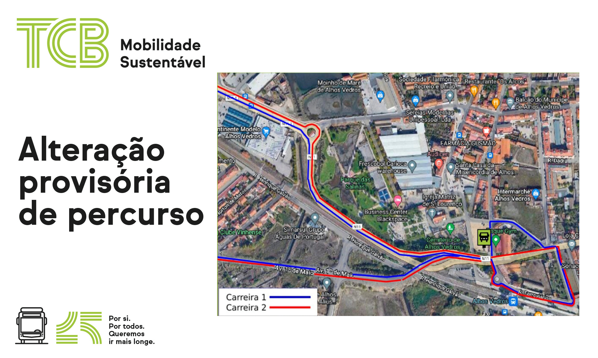 alteração de percursos carreiras 1 e 2