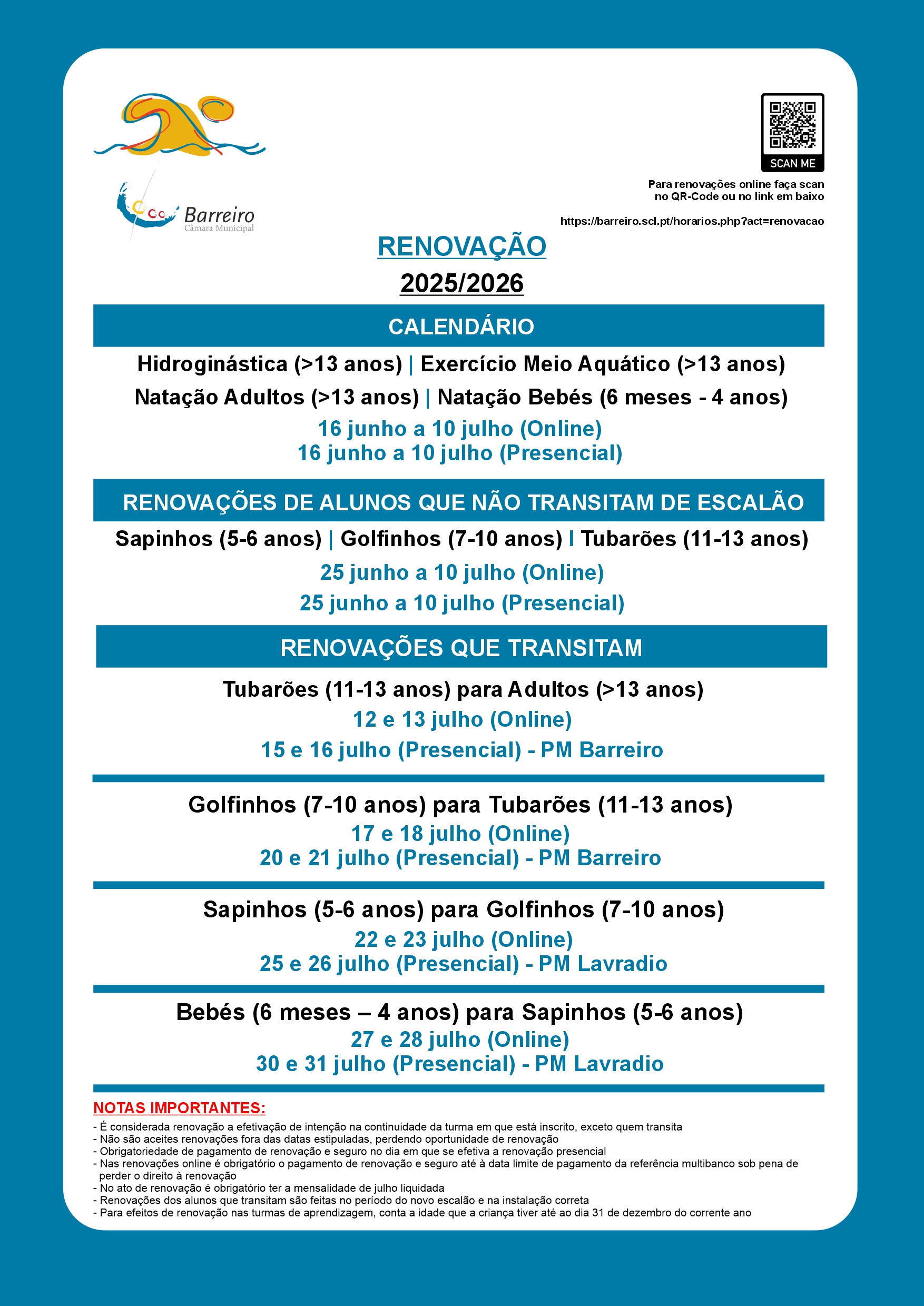 Cartaz de Piscinas Municipais | Renovações, temporada 2025/2026