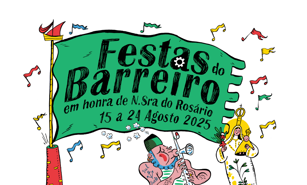 Ilustração das Festas do Barreiro de 15 a 24 de agosto de 2025