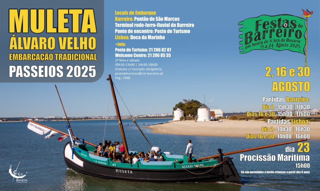 Muleta Álvaro Velho | Embarcação Tradicional | Passeios agosto de 2025 (gratuitos)