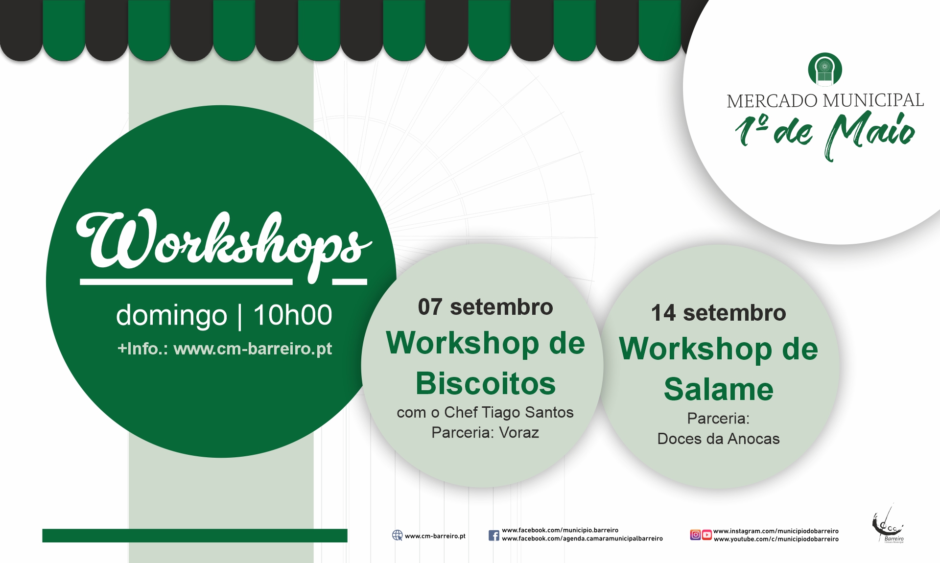 Workshops no Mercado 1º de Maio, dias 7 e 14 setembro de 2025