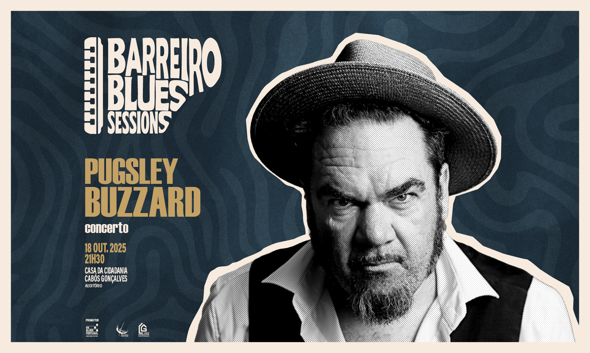 Imagem do Concerto com Pugsley Buzzard | 18 out.2025 | Audit. da Casa da Cidadania Cabós Gonçalves