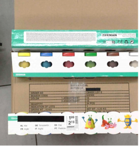 Verso e referências do conjunto de 6 pastas para modelar da marca ZEEMAN