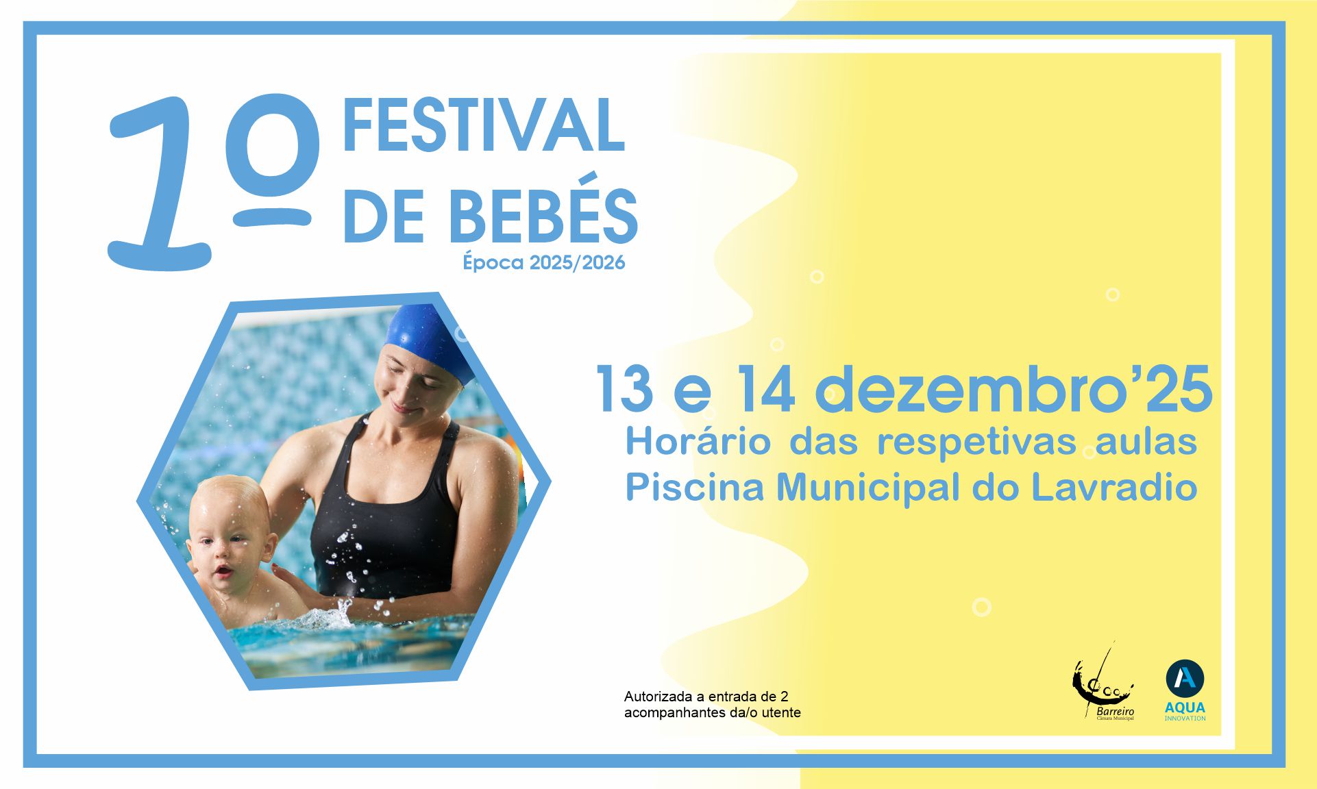 Imagem do 1º Festival de Bebés | Circuito de Natação do Barreiro 2025/2026 | 13 e 14 dezembro...