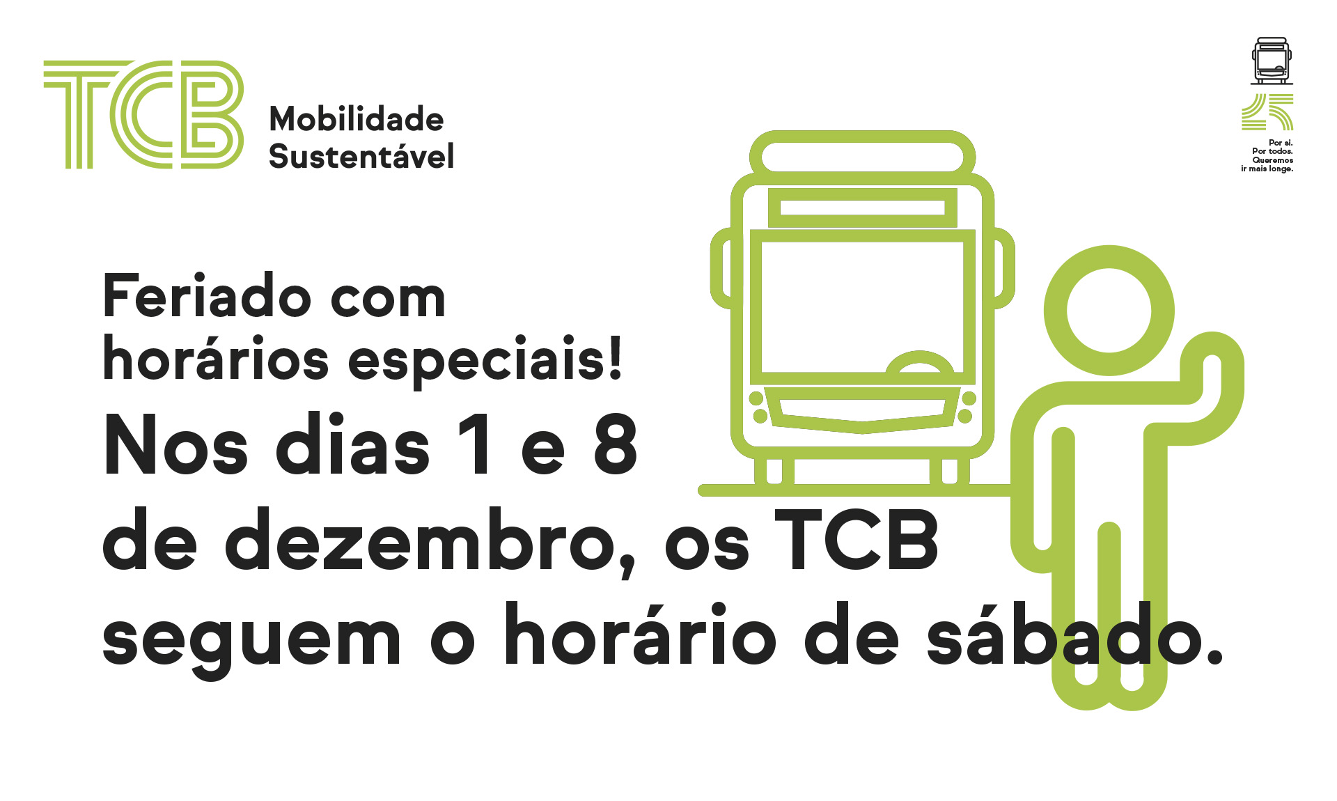 TCB novos horários nos feriados 1 e 8 de dezembro