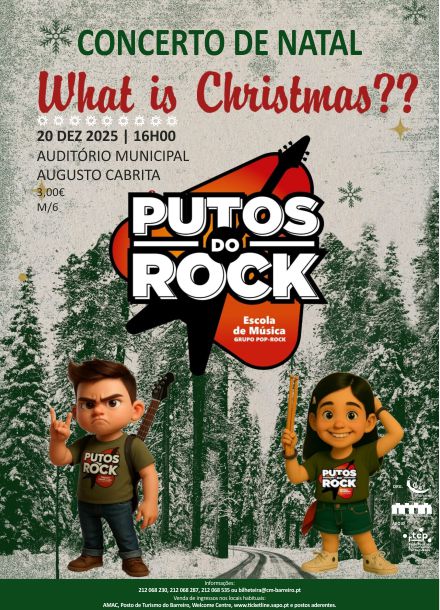 Concerto de Natal – Putos do Rock a 20/12/25, às 16h, no Auditório Municipal Augusto Cabrita