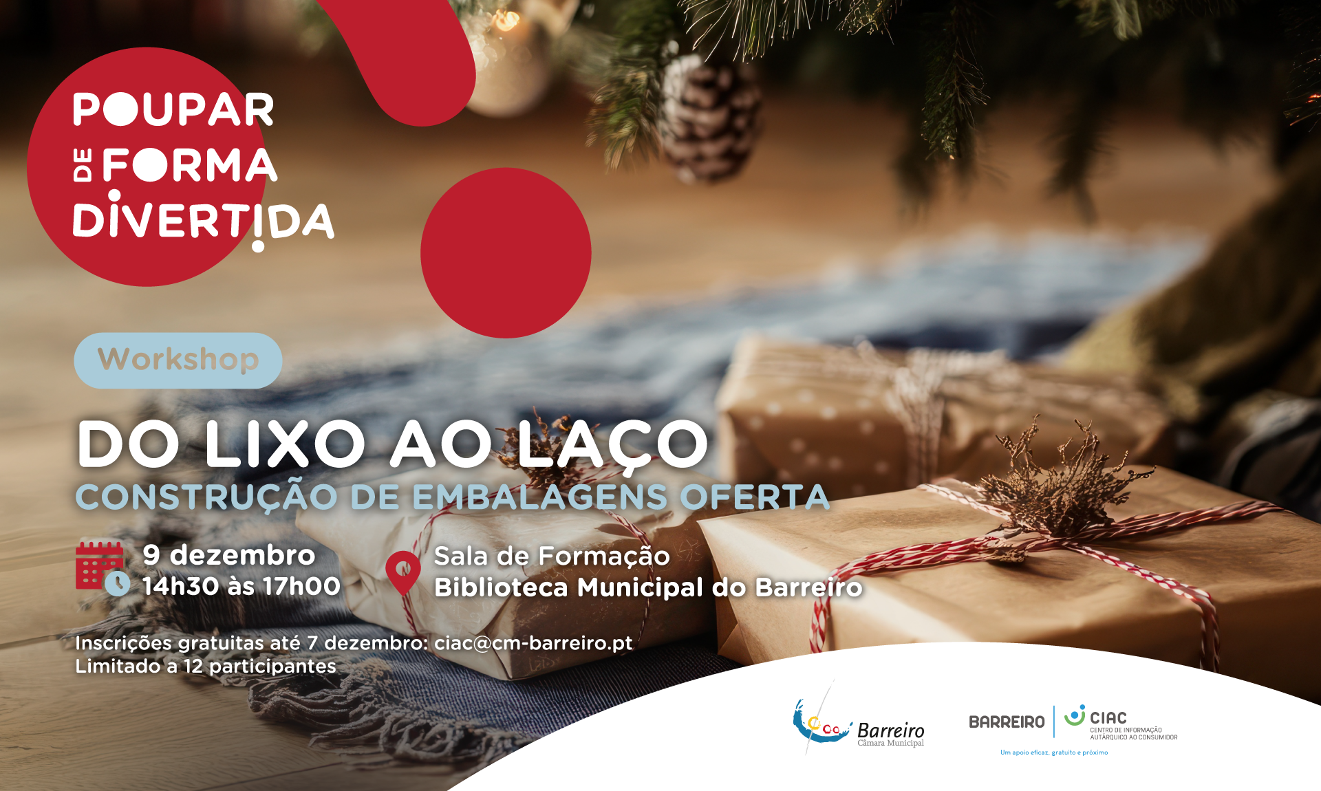 Workshop de construção de embalagens do CIAC a 9/12/25 na Biblioteca do Barreiro às 14h30