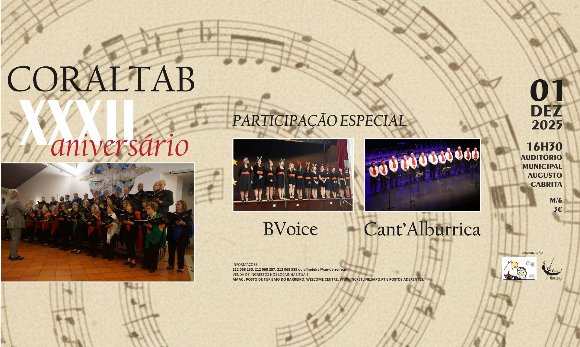 Concerto Comemorativo do 32º aniversário do Coral TAB, a 1/12/25, às 16h30 no AMAC