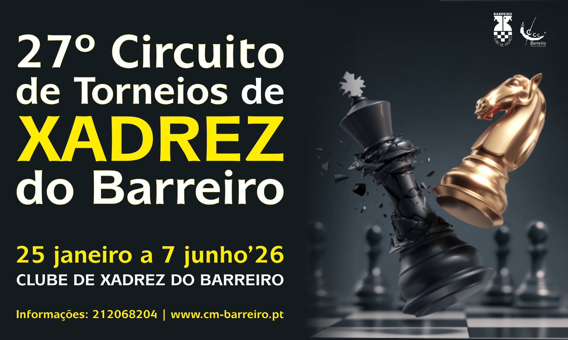 Circuito de Torneios de Xadrez do Barreiro 2026 de 25 de janeiro a 7 de junho