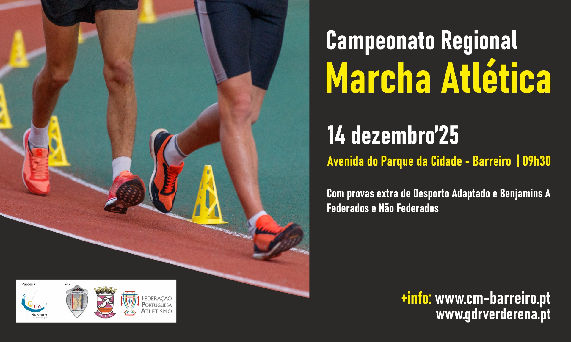 Campeonato Regional de Marcha Atlética 2025 | 14 dezembro | 9h30 | Avenida do Parque da Cidade