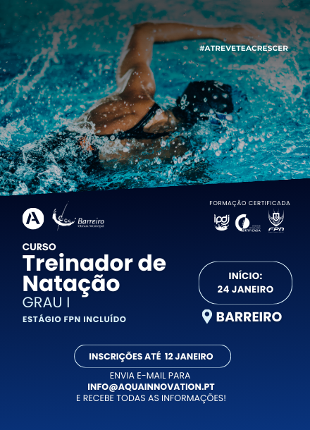 Curso de Treinador de Natação 2026 | Inscrições até 12 de janeiro | Início: 24 de janeiro
