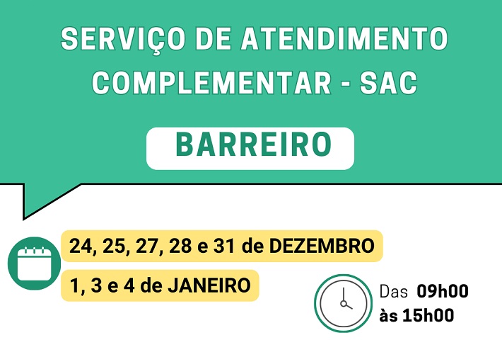 Saúde | Serviço de Atendimento Complementar de 24 dezembro 2025 a 4 janeiro 2026